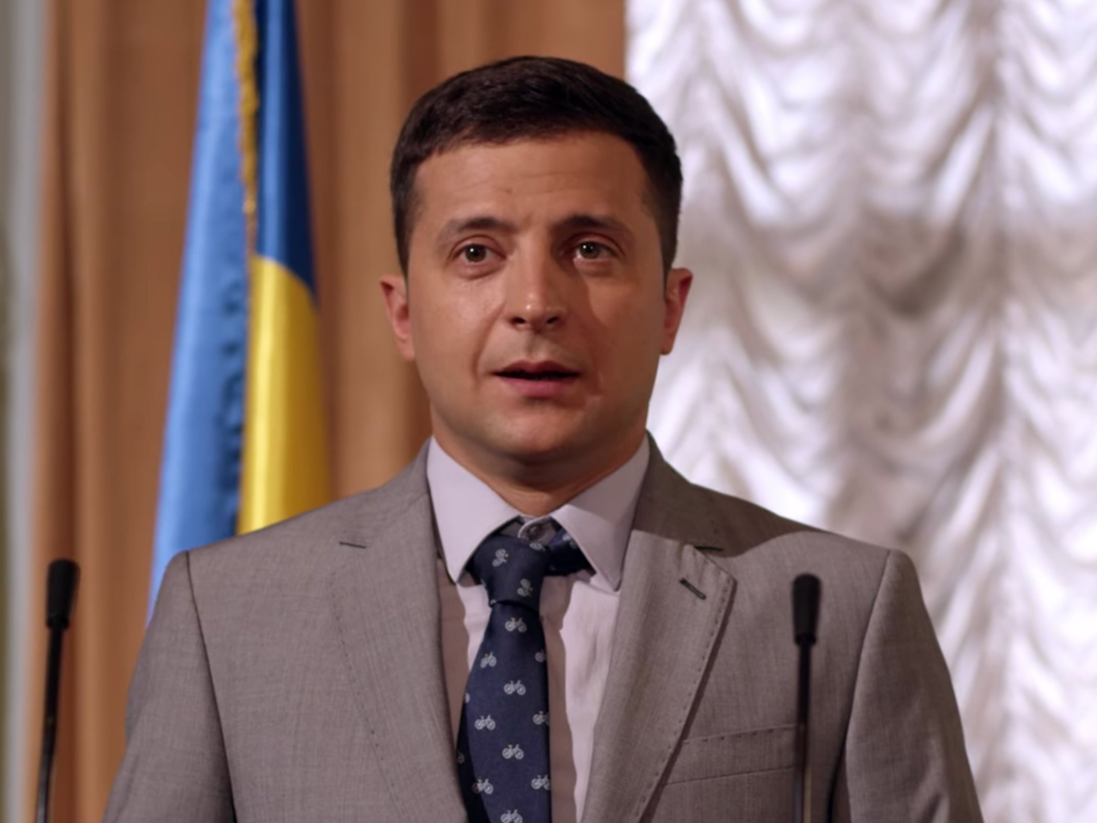 Volodymyr Zelensky in his pre-presidential days,in the TV series ‘Servant of the People’