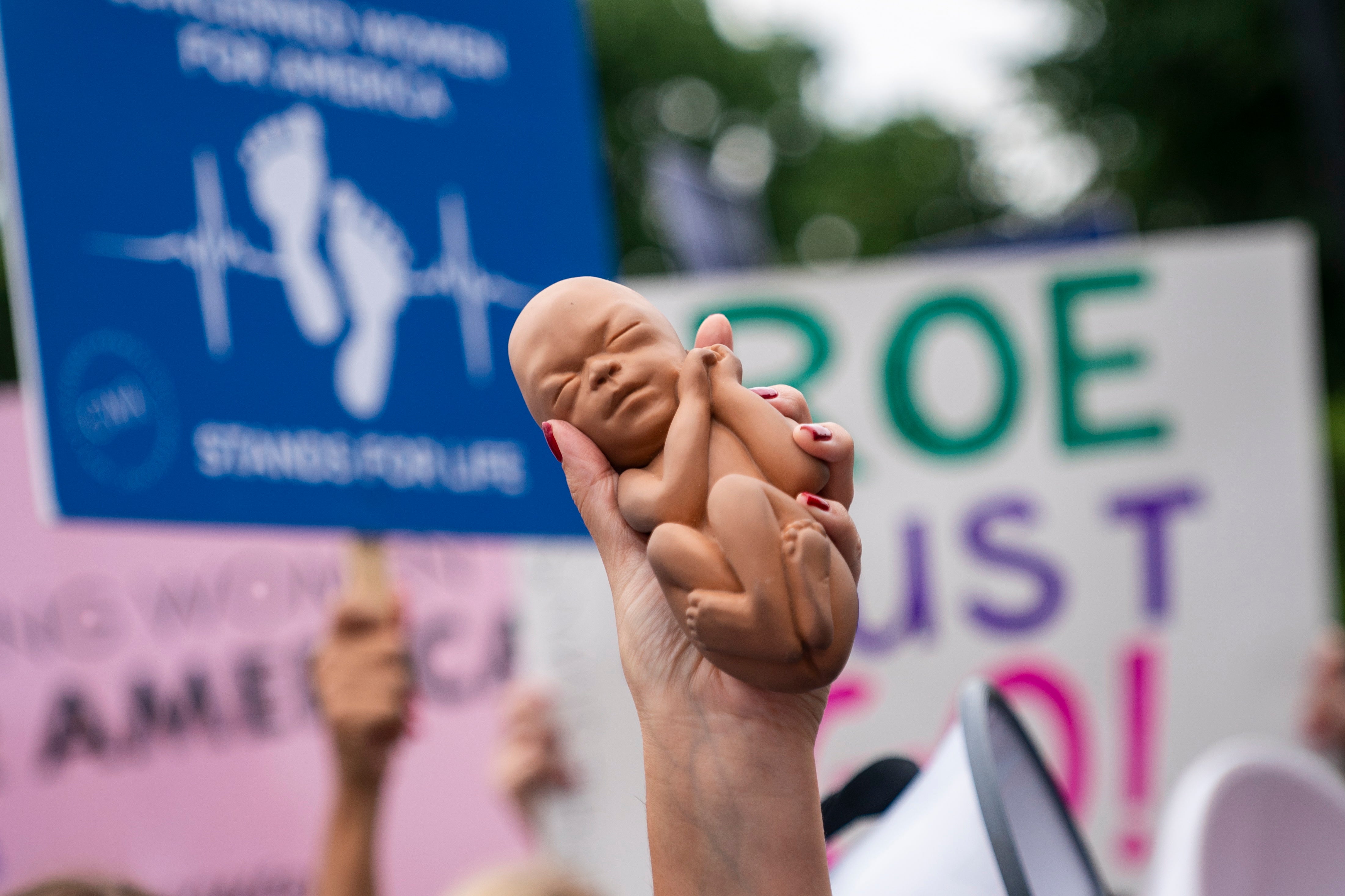 Abortion rights activists and anti-abortion activists rally at the Supreme Court