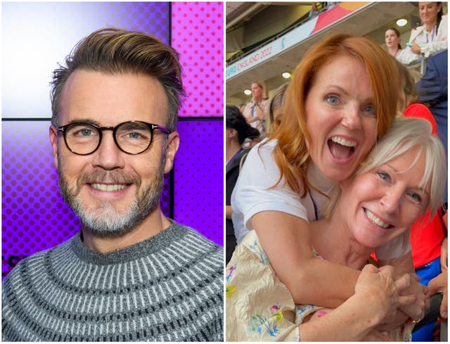 <p>Gary Barlow, Geri Halliwell and Nadine Dorries</p>