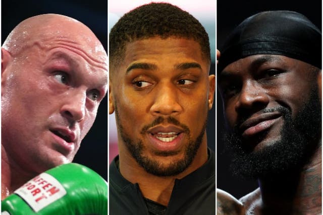 Tyson Fury, Anthony Joshua and Deontay Wilder (PA)