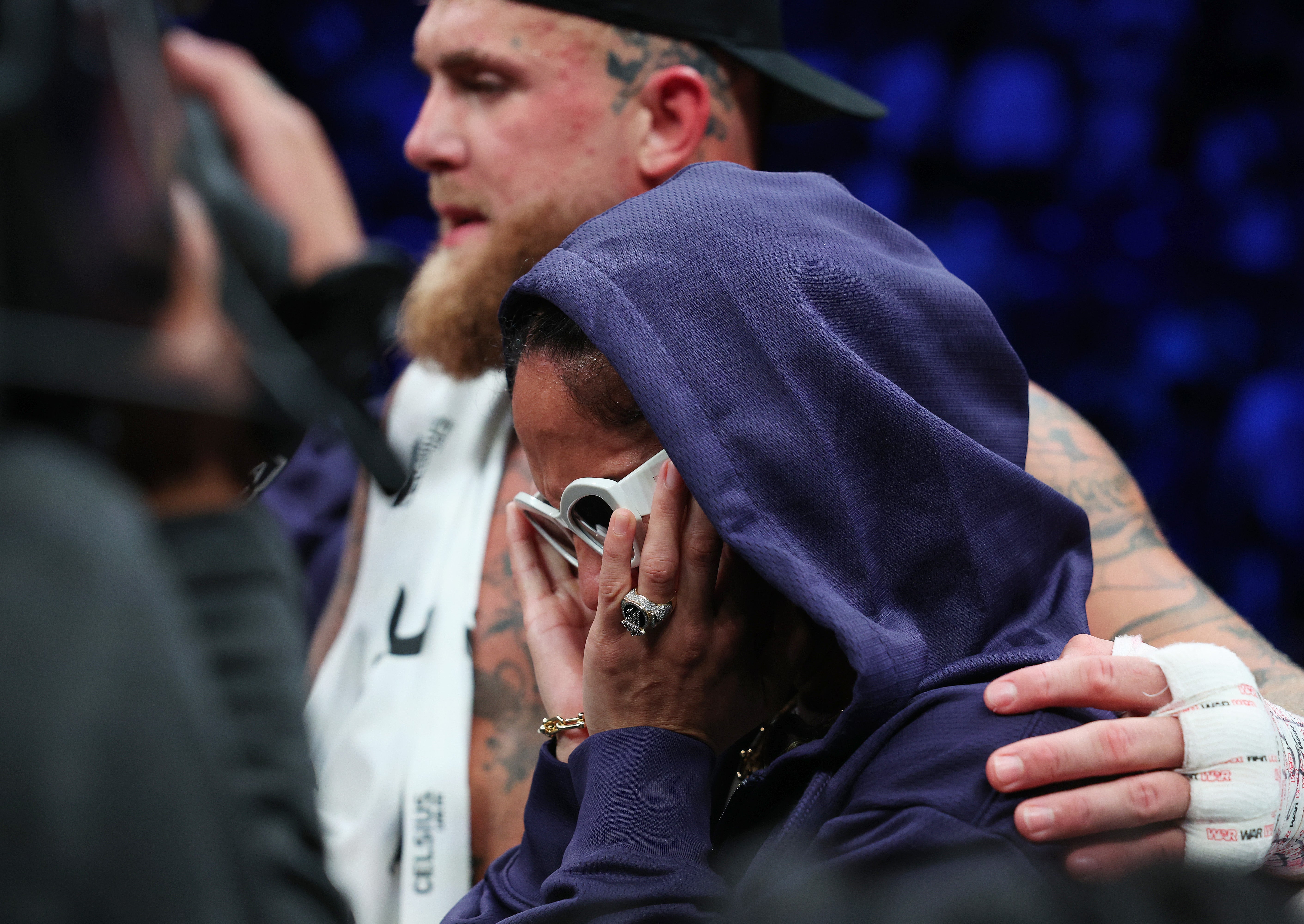 Paul consoles a tearful Amanda Serrano after her bout with Nina Meinke is cancelled