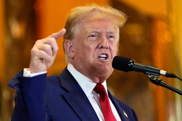 <p>Former president Donald Trump speaks during a news conference at Trump Tower, May 31, 2024, in New York.  The former president said he has decided on a vice president but hasn’t told anyone </p>