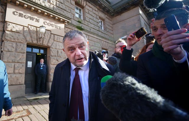 <p>Mike Amesbury leaves Chester Crown Court last month after having his 10-week prison sentence suspended</p>