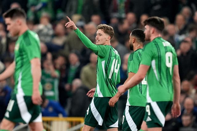 Northern Ireland’s Isaac Price, centre, gave his team the lead (PA)