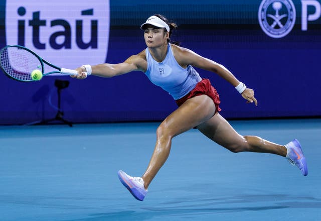 <p>Emma Raducanu was beaten in the Miami Open quarter-finals by Jessica Pegula</p>