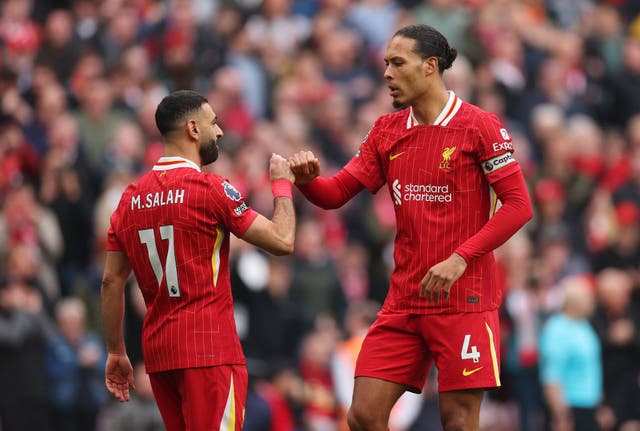 <p>Mo Salah and Virgil van Dijk are two of Liverpool’s three nominees for Premier League Player of the Season</p>