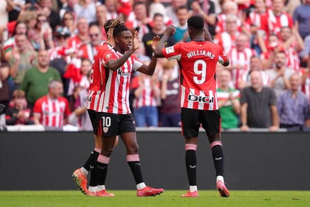<p>Brothers Nico (left) and Inaki Williams will miss the trip to Old Trafford</p>