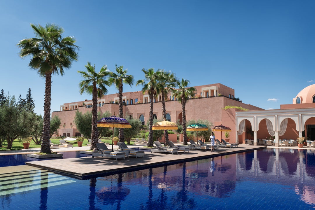 The main pool at the Oberoi Marrakech hotel