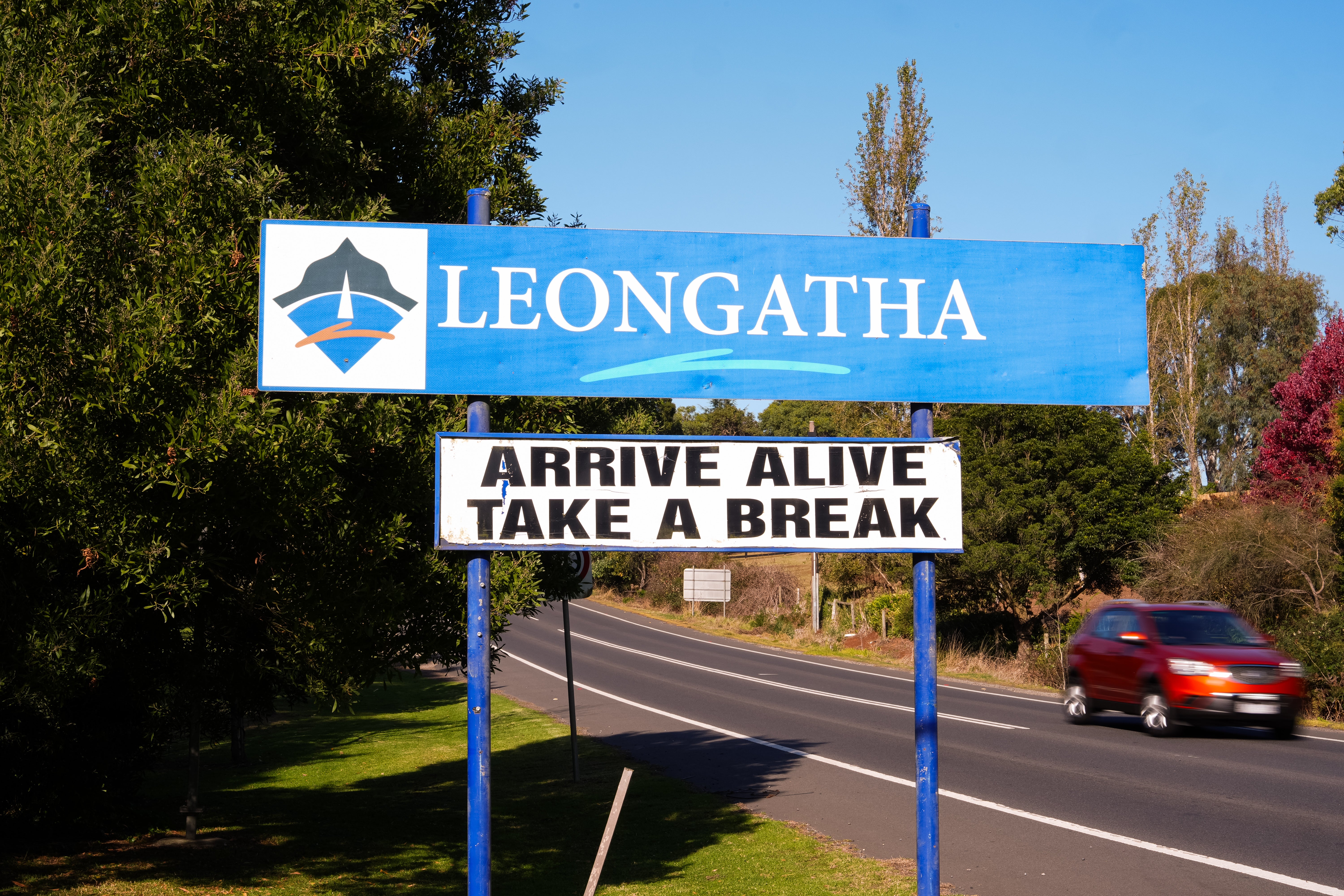 A sign at the entrance of Erin Patterson’s Leongatha township in Victoria