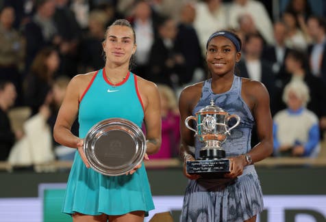 <p>Coco Gauff alongside runner-up Aryna Sabalenka after the French Open Women’s Singles Final, 7 June 2025</p>