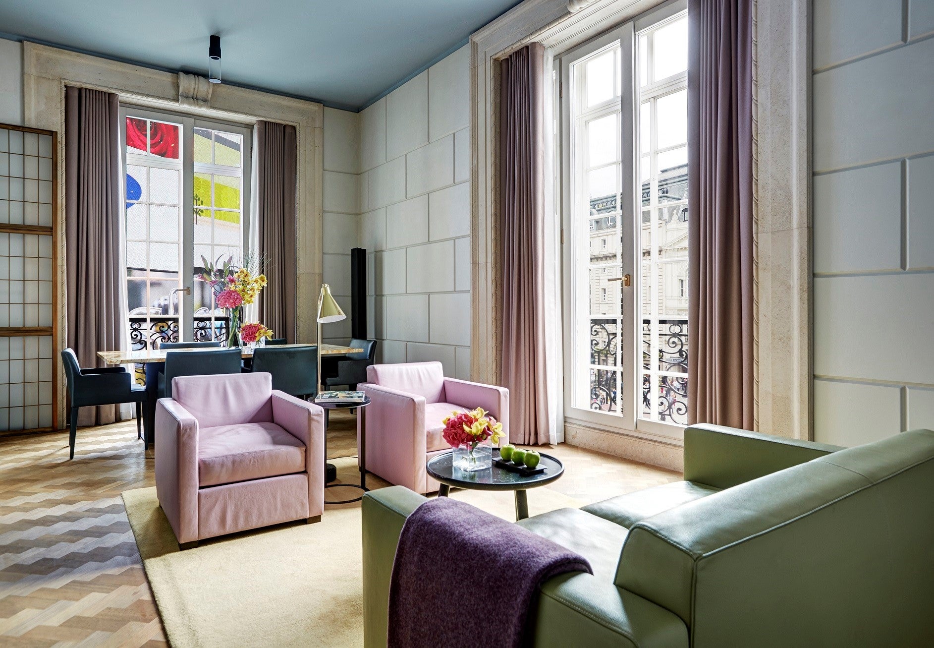 The Regent suite at Hotel Cafe Royal has balconies that look directly over the billboards of Piccadilly Circus